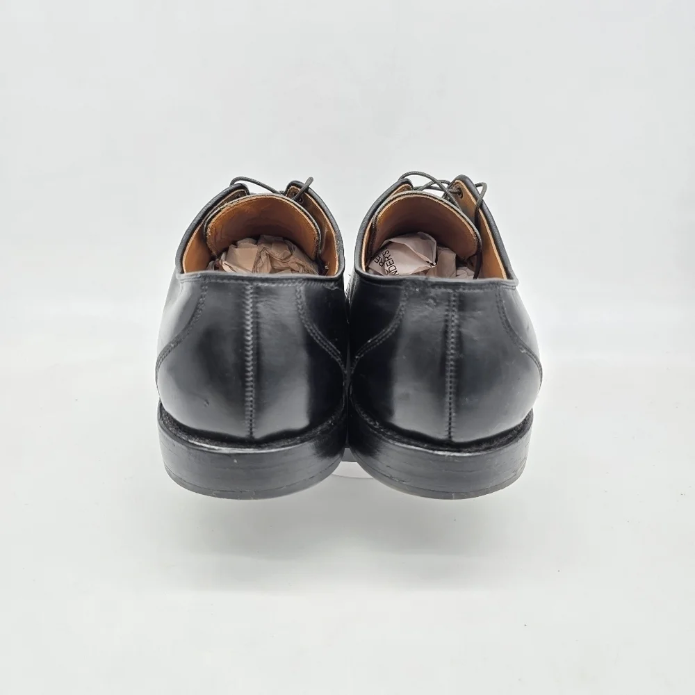 Allen Edmonds Shoe Mens 10.5 3E Burton Black Apron Toe Derby Oxford Dress